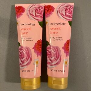2x Bodycology Body Cream, Sweet Love, 8oz bottles, NEW